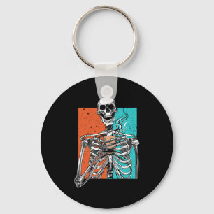 Porte-clés Skeleton Boire Café Lover Drôle Halloween Sku