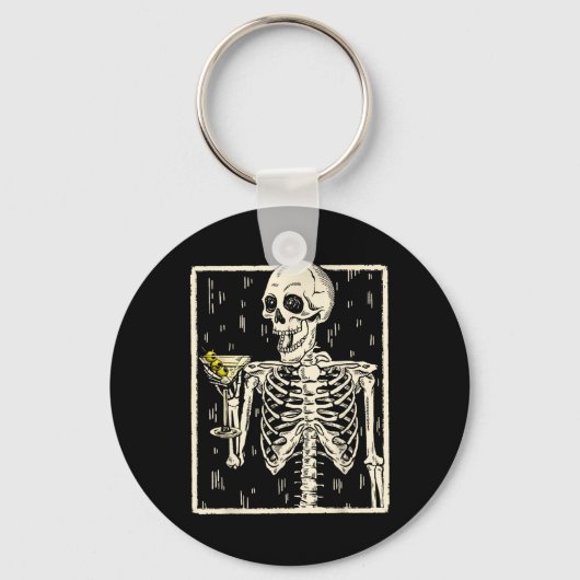 Porte-clés Skeleton Boire Martini Tail Retro Halloween Cos (Recto)
