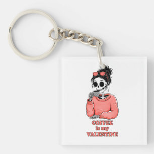 Porte-clés Skeleton Coffee Est Mon Valentine Funny Valentines