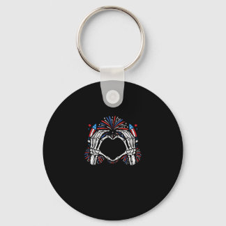 Porte-clés Skeleton Hand Heart USA Patriotic American