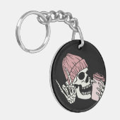 Porte-clés Skeleton Head avec Casquette et Boire sur un (Devant gauche)