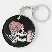 Porte-clés Skeleton Head avec Casquette et Boire sur un (Dos)