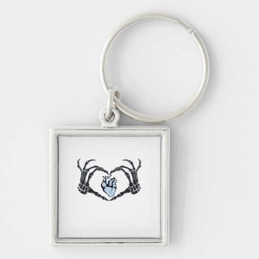 Porte-clés Skeleton Heart Mains Design Classique Pour Hallowe (Devant)