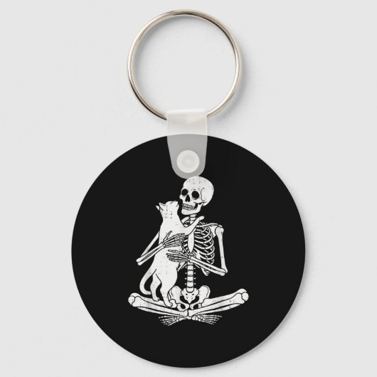 Porte-clés Skeleton Holding Cat Funny Soky Halloween Meow Kit (Recto)