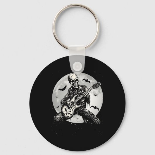 Porte-clés Skeleton Jouer Guitare Punk Rock Musique Halloween (Recto)