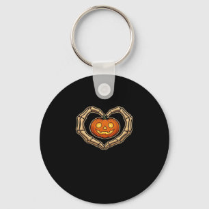 Porte-clés Skeleton Mains Coeur avec Citrouille mignon Hall É