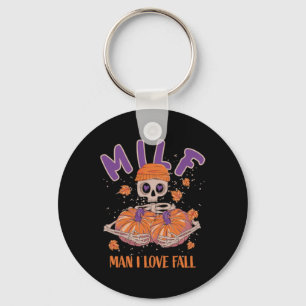 Porte-clés Skeleton Man I Love Fall Funny Skeleton Citrouille