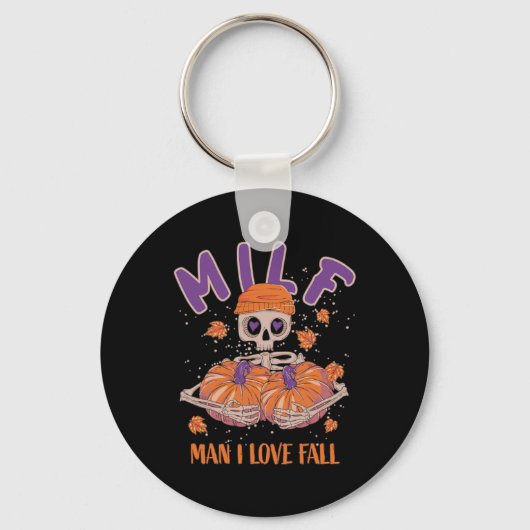 Porte-clés Skeleton Man I Love Fall Funny Skeleton Citrouille (Recto)
