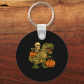Porte-clés Skeleton Riding Mummy Dinosaur T Rex Halloween Fun (Recto)