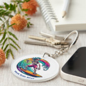 Porte-clés Skeleton Surfer En Vague (Devant droit)