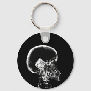 PORTE-CLÉS SKELETON X-RAY SUR TÉLÉPHONE CELLULAIRE NOIR ET BL