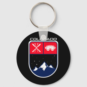 Porte-clés Ski Colorado Mountain Ski Trail Skier Goggle Po