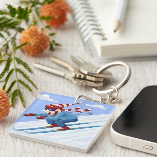 Porte-clés Ski de descente (Devant Droit)