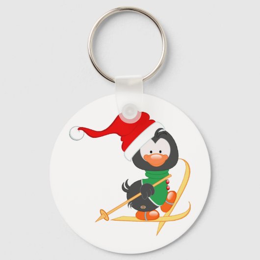 Porte-clés Ski de pingouin de Noël (Recto)