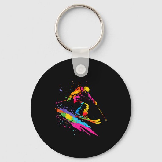 Porte-clés Ski de ski coloré (Recto)
