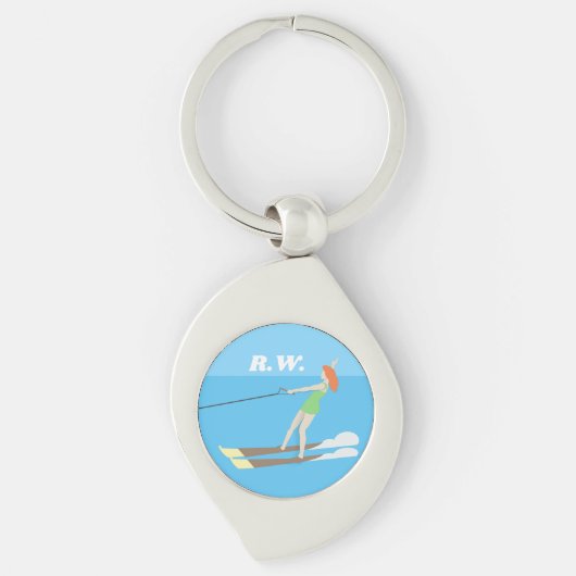 Porte-clés Ski nautique de style vintage (Devant)