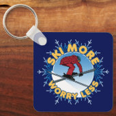 Porte-clés Ski Plus Inquiète Moins | Citation de ski (Recto)