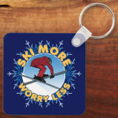 Porte-clés Ski Plus Inquiète Moins | Citation de ski (Verso)