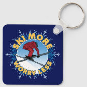 Porte-clés Ski Plus Inquiète Moins | Citation de ski (Dos)