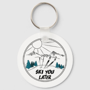 Porte-clés Ski plus tard sports d'hiver vintage neige poudreu
