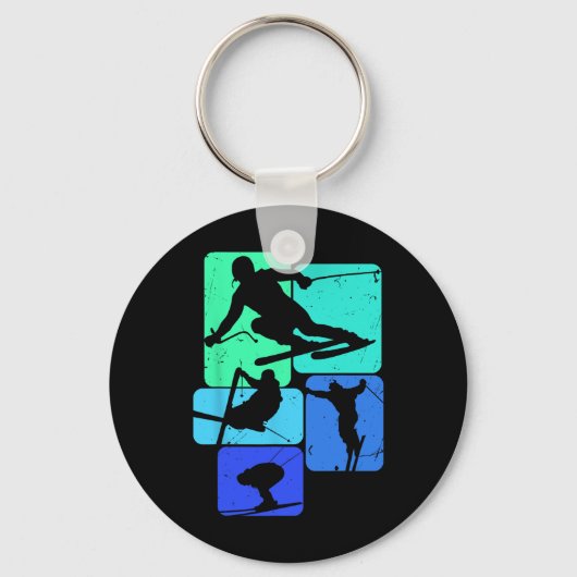 Porte-clés Ski Pour Skier Retro Mens Ski (Recto)