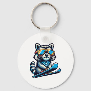 Porte-clés Ski Raccoon Drôle Hiver Et Extérieur Mignons Et