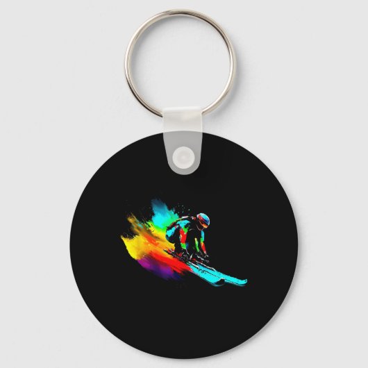 Porte-clés Ski Racing Arc-en-ciel (Recto)