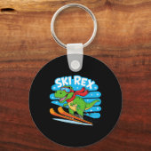 Porte-clés Ski Rex Funny Skiing Dinosaur Winter Sports Design (Recto)