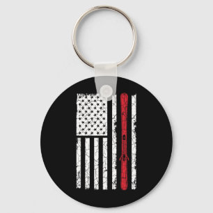 Porte-clés Ski Ski Skiier drapeau américain Skiing Usa Cadeau