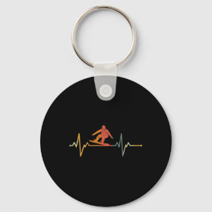 Porte-clés Ski vintage Snowboarder Cadeau Heartbeat Snowboard