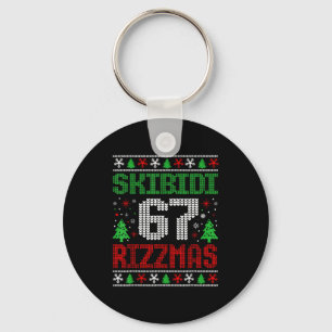 Porte-clés Skibidi 67 Rizzmas Drôle Six Sept Meme Noël