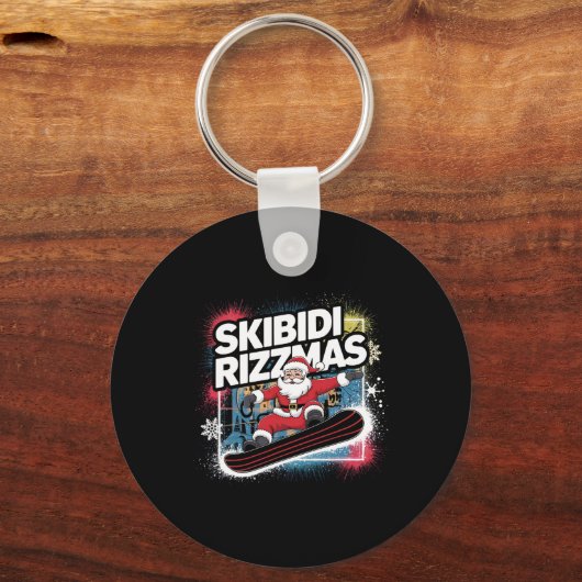 Porte-clés Skibidi Rizzmas Snowboard Père Noël Funny Noël Chr (Recto)