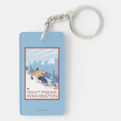 Porte-clés Skieur de neige de Downhhill - bâti Spokane, (Dos)