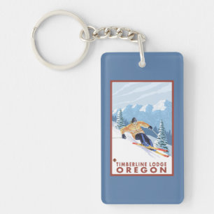 Porte-clés Skieur de neige de Downhhill - loge de Timberline,