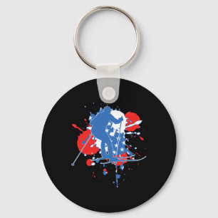 Porte-clés Skieur Drapeau Usa - Ski De Fond Américain Pour