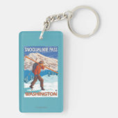 Porte-clés Skis de transport de neige de skieur - passage de (Dos)