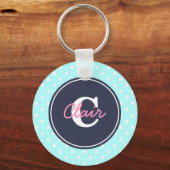 Porte-clés Sky Blue et Navy, Initial et Nom (Recto)