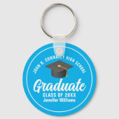 Porte-clés Sky Blue White Graduate sur mesure cadeau de diplô (Recto)
