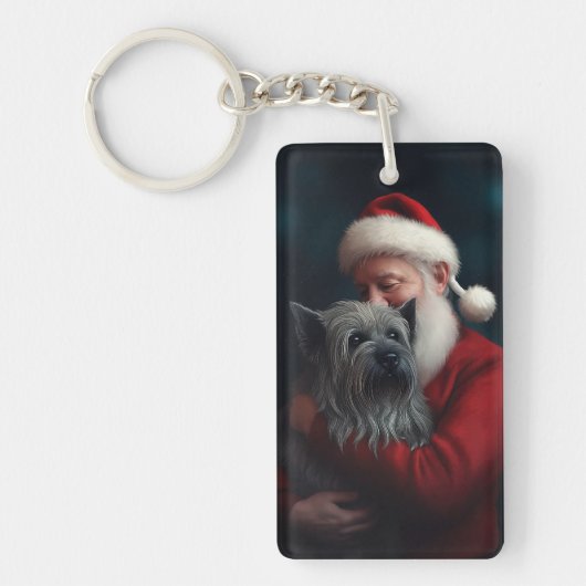 Porte-clés Skye Terrier avec Noël Festif du Père Noël (Devant)