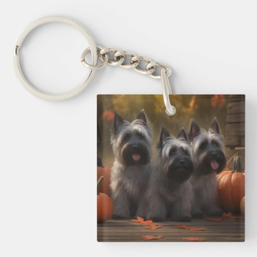 Porte-clés Skye Terrier Chiot Automne Citrouille délice (Devant)