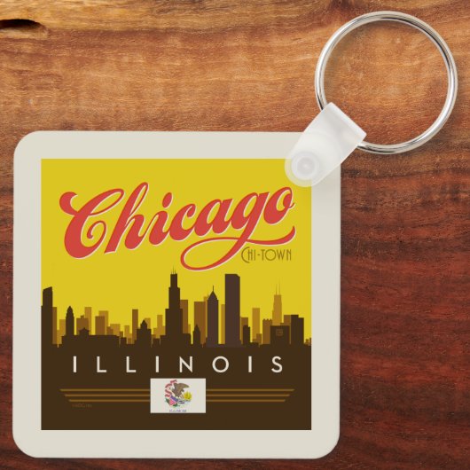 Porte-clés Skyline de l'Illinois (Verso)