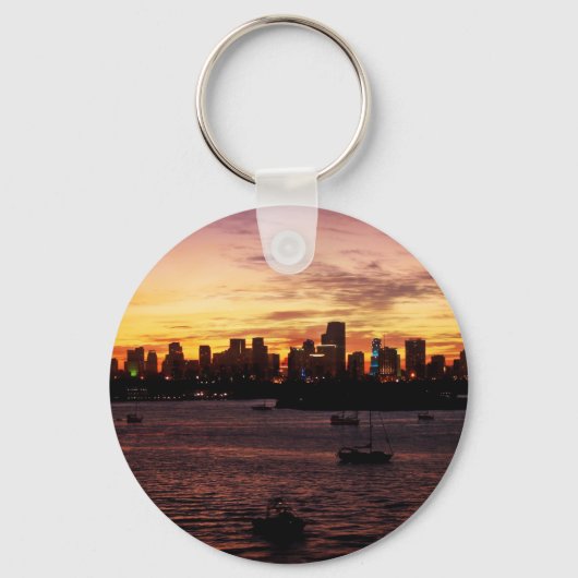 Porte-clés Skyline de Miami en Floride au coucher du soleil (Recto)