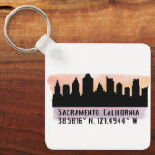 Porte-clés Skyline de Sacramento CA City (Recto)
