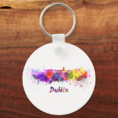 Porte-clés Skyline Dublin en aquarelle (Recto)
