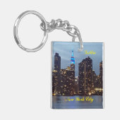 PORTE-CLÉS SKYLINE NEW YORK EN BLEU PERSONNALISÉ (Devant gauche)