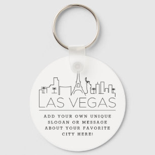 Porte-clés Skyline stylisé de Las Vegas  Slogan personnalis