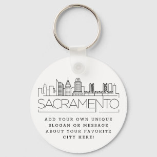Porte-clés Skyline stylisé de Sacramento  Slogan personnalis