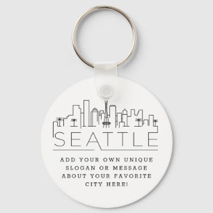 Porte-clés Skyline Stylisé de Seattle  Slogan personnalisé