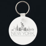 Porte-clés Skyline stylisée New York<br><div class="desc">Un porte - clé unique représentant la belle ville/état de New York. Ce porte - clé présente une illustration stylisée de l'horizon unique de la ville avec son nom en dessous.</div>