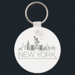Porte-clés Skyline stylisée New York<br><div class="desc">Un porte - clé unique représentant la belle ville/état de New York. Ce porte - clé présente une illustration stylisée de l'horizon unique de la ville avec son nom en dessous.</div>